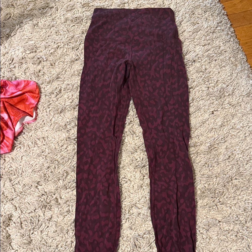 Lululemon maroon Leopard Print Leggings
